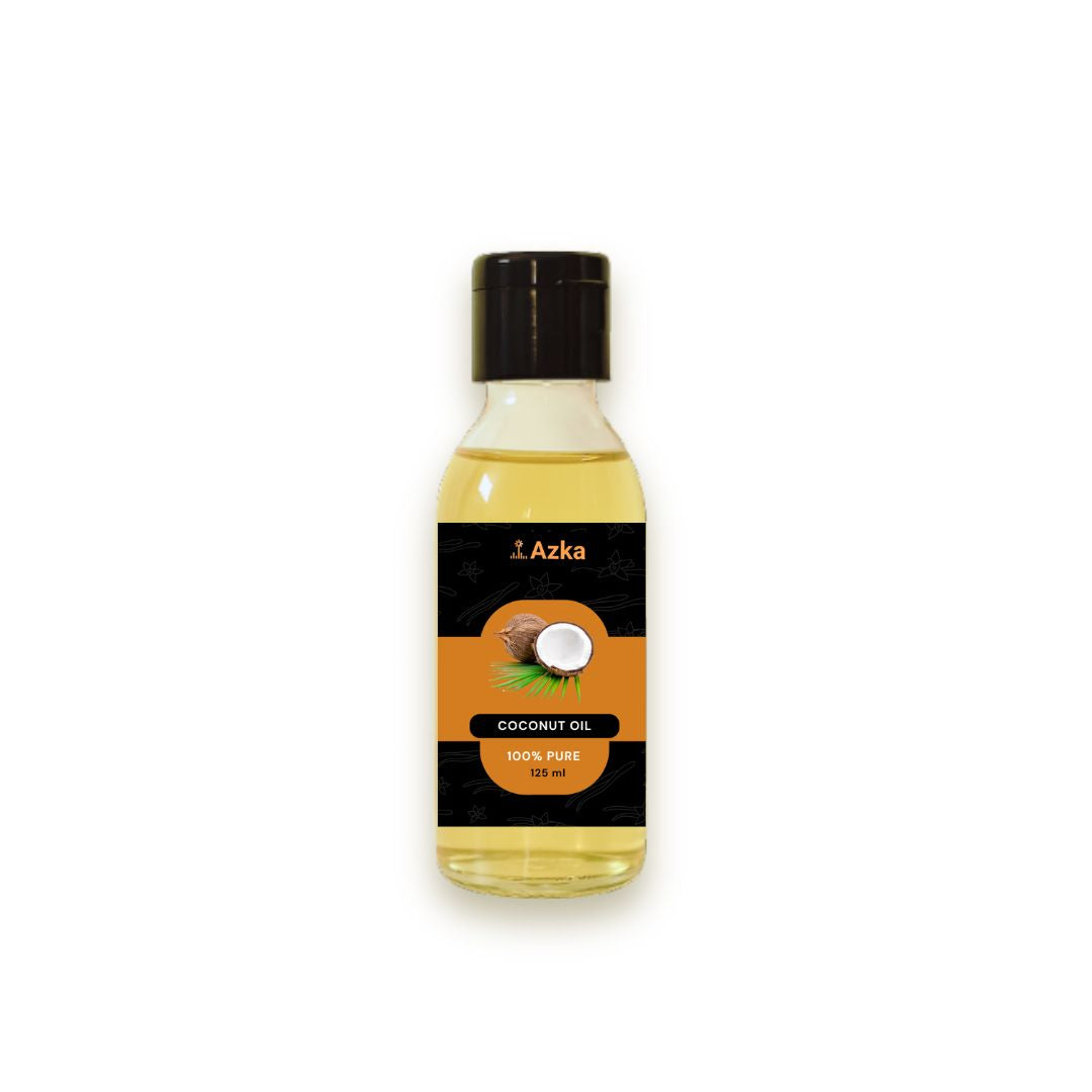 Coconut Oil 125ml – Azka Organics cold-pressed edible and skin-care oil in plastic bottle