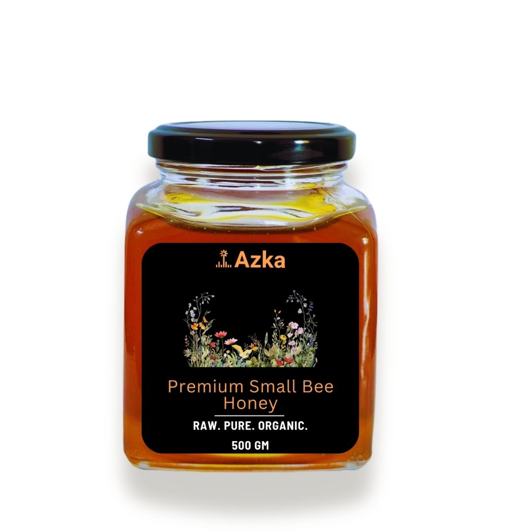 Premium Small Bee Honey 500g – Azka Organics small-bee wild honey in glass jar